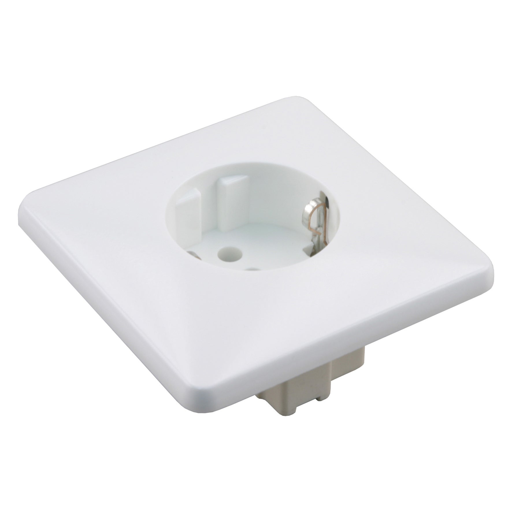 Uni inbouw contactdoos 1v kindveilig randaarde vaste plaat polarwit
