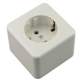 Contactdoos - Opbouw 1-voudig randaarde - Polarwit