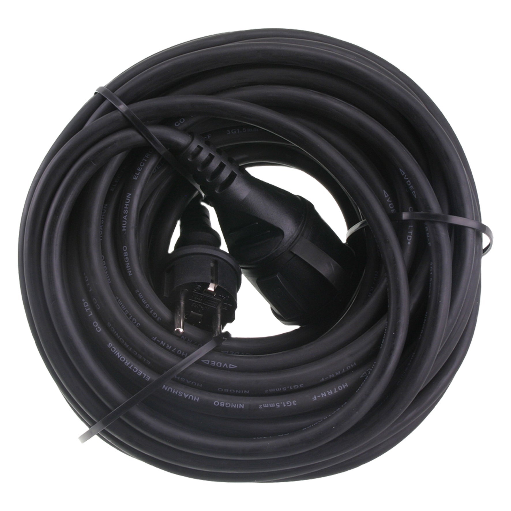 Verlengsnoer - 20m randaarde IP44 - Zwart