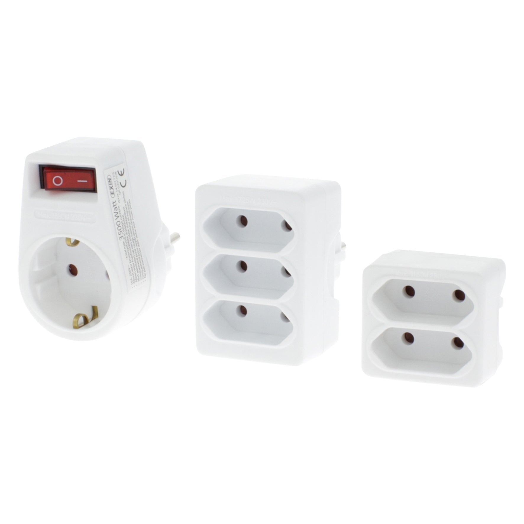 Exin stekkerverdeelset 2eu/3eu/stekkerschakelaar wit