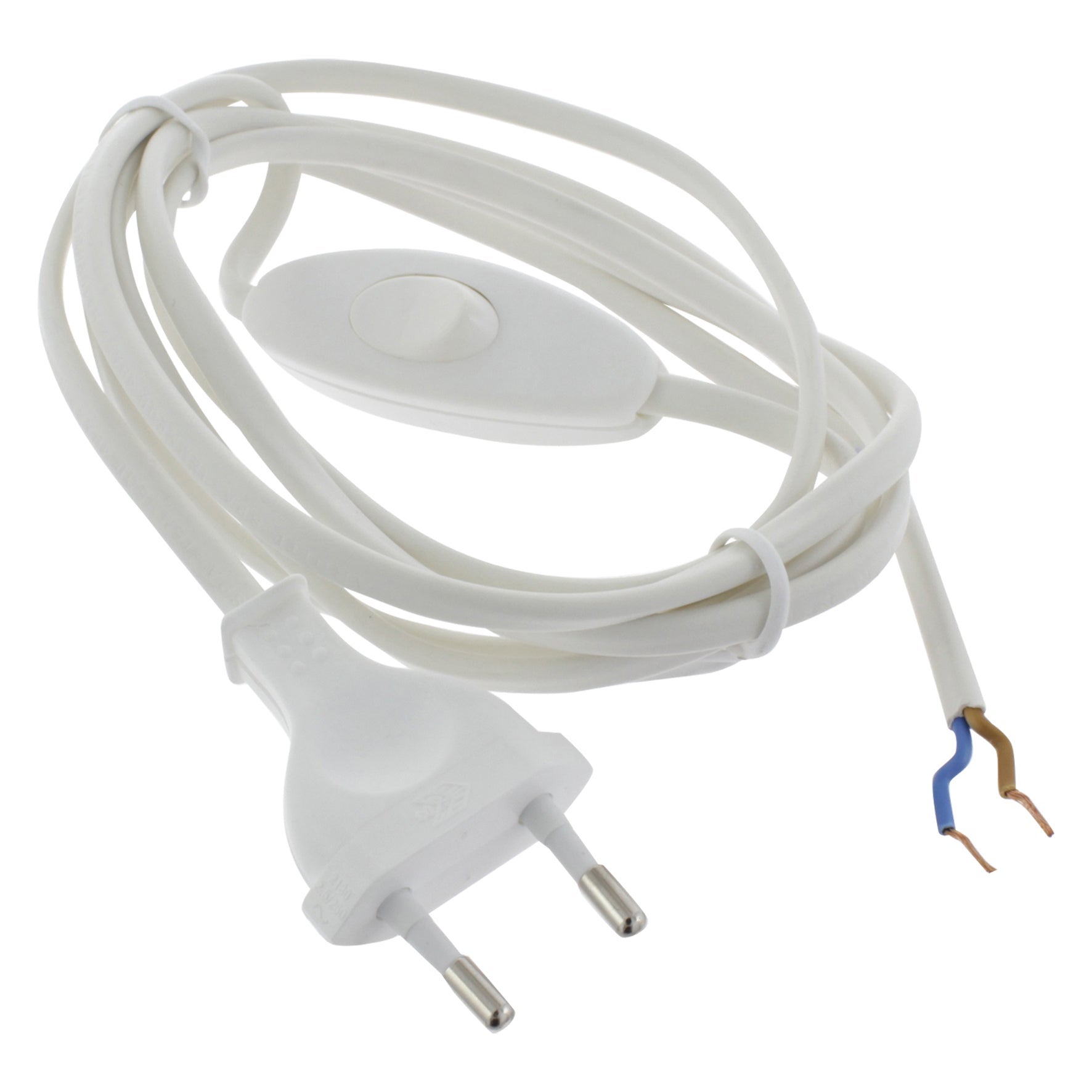 Exin aansluitsnoer 2x0.75mm2 1.8m schakelaar wit