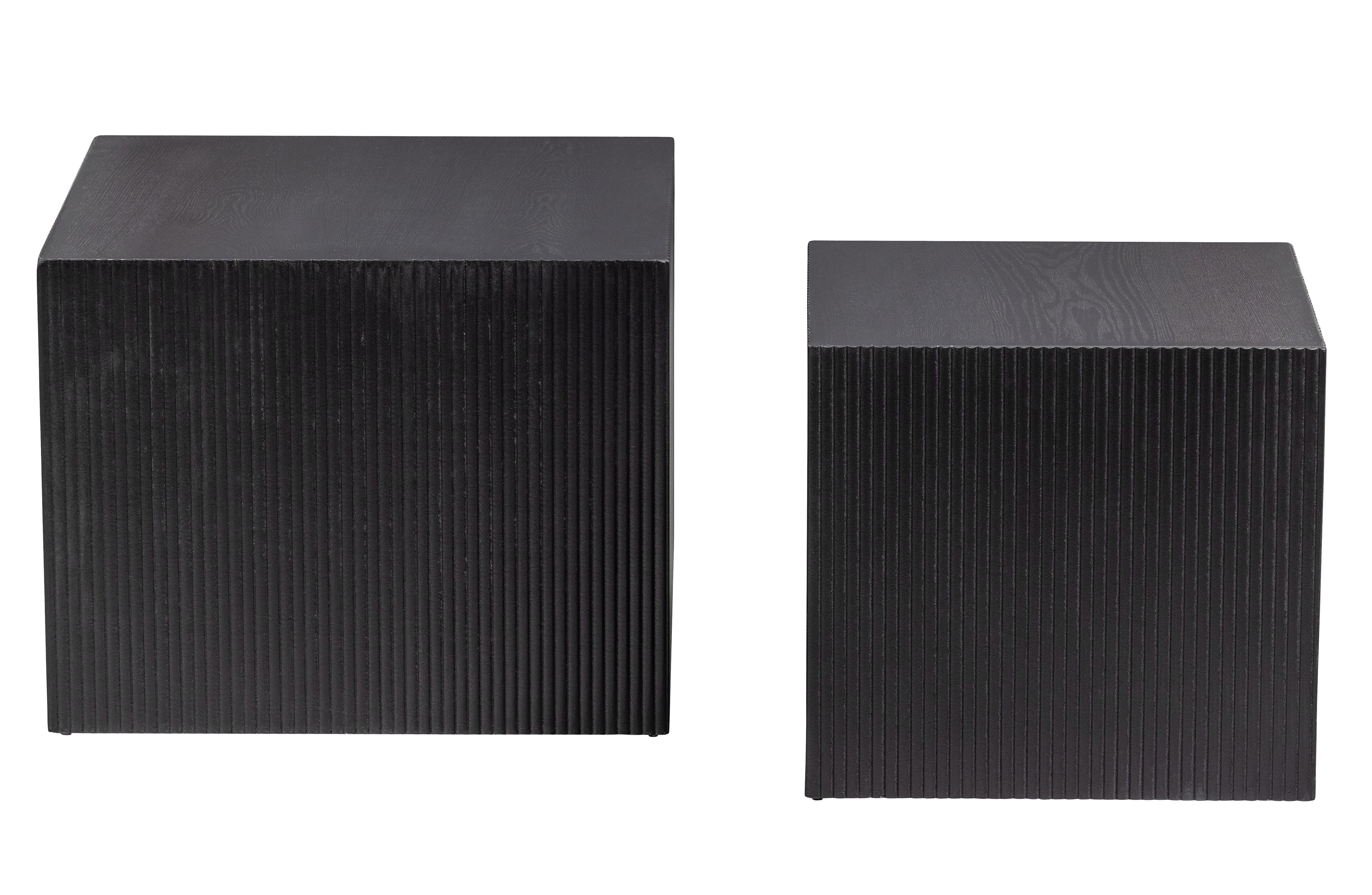 Sanne -  Bijzettafels vierkant - Zwart - Set van 2