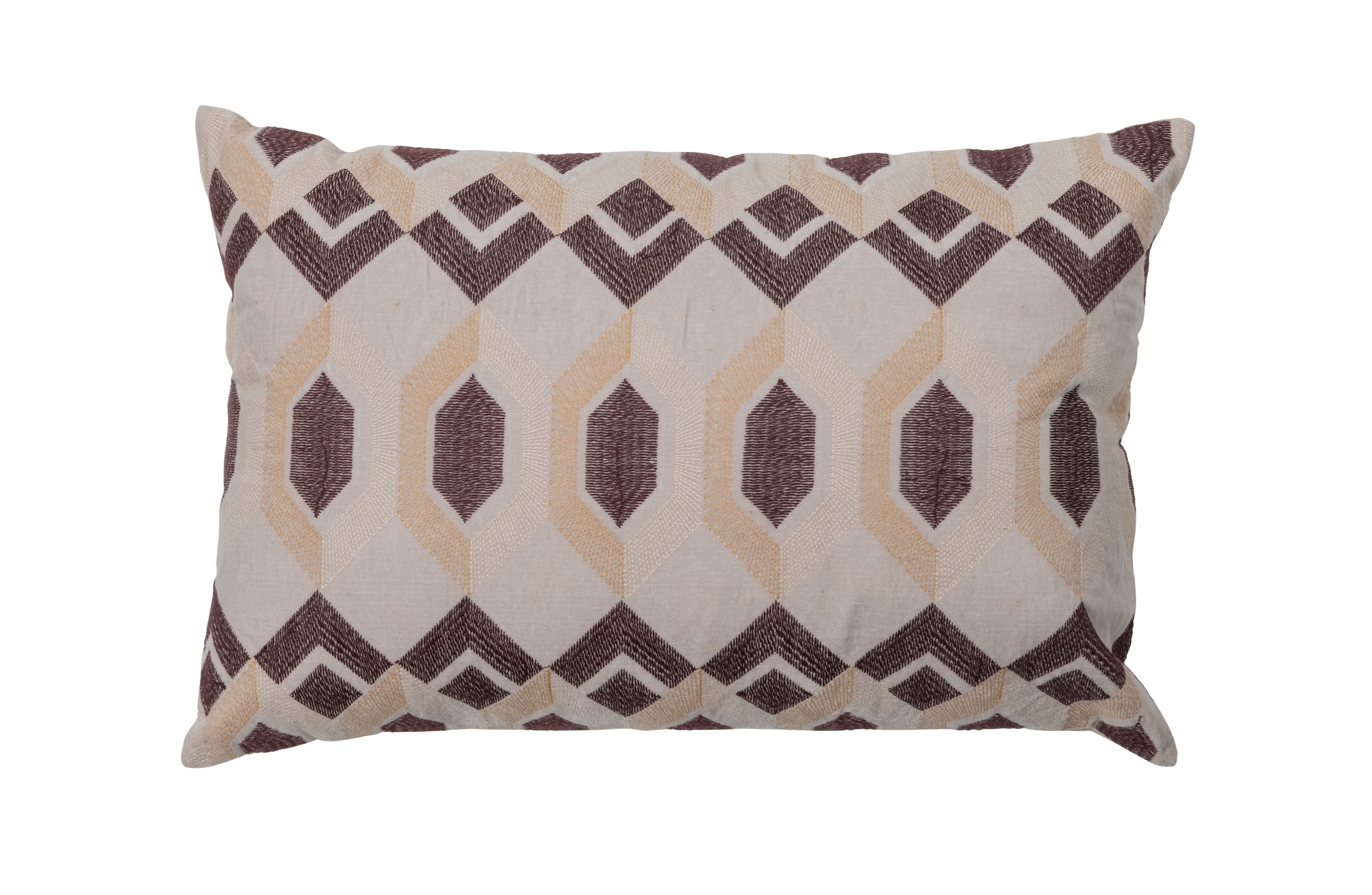 Geometry kussen - Velvet/Borduur wine - 60X40 cm