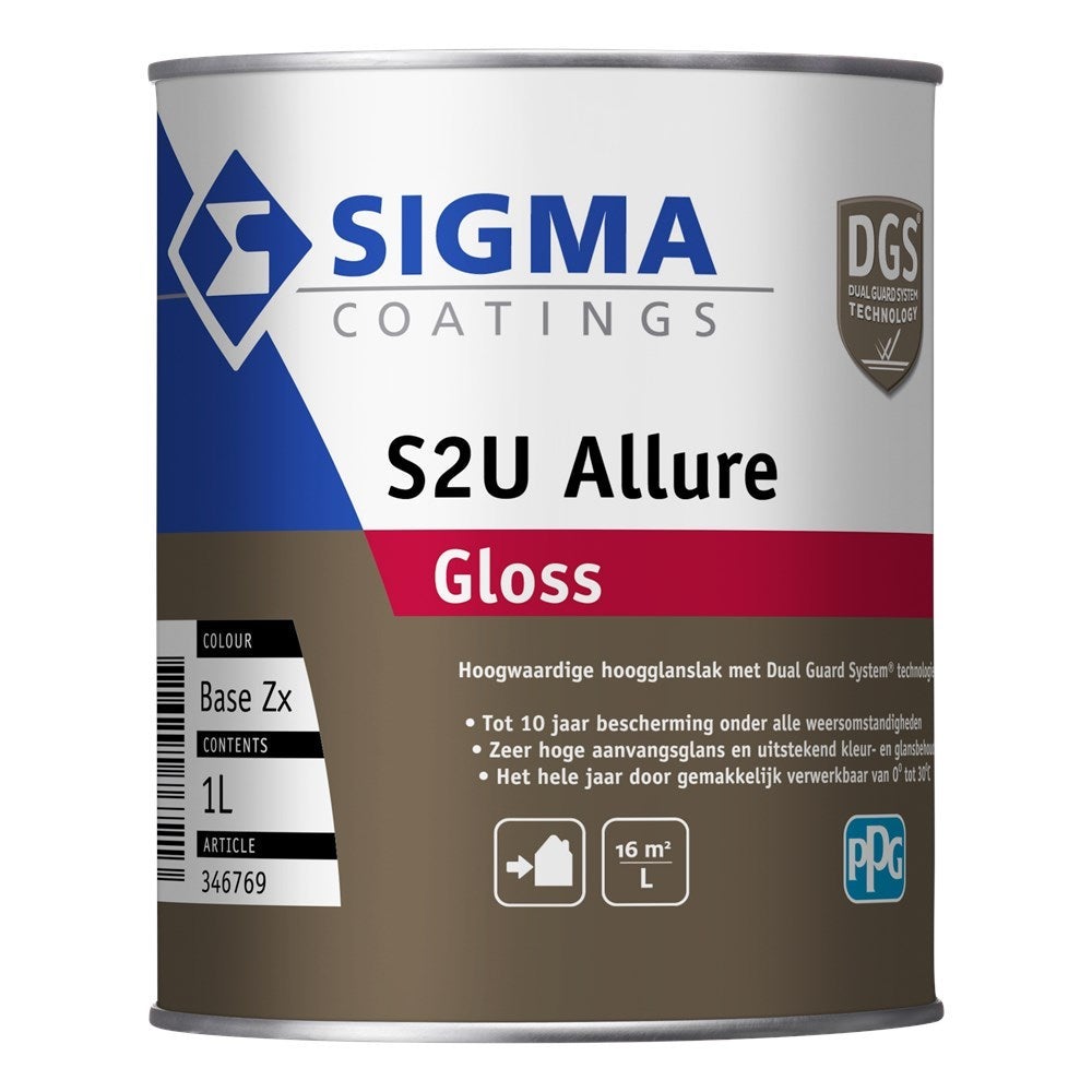 Houtlak -  S2U allure gloss 1 liter - basis ZX