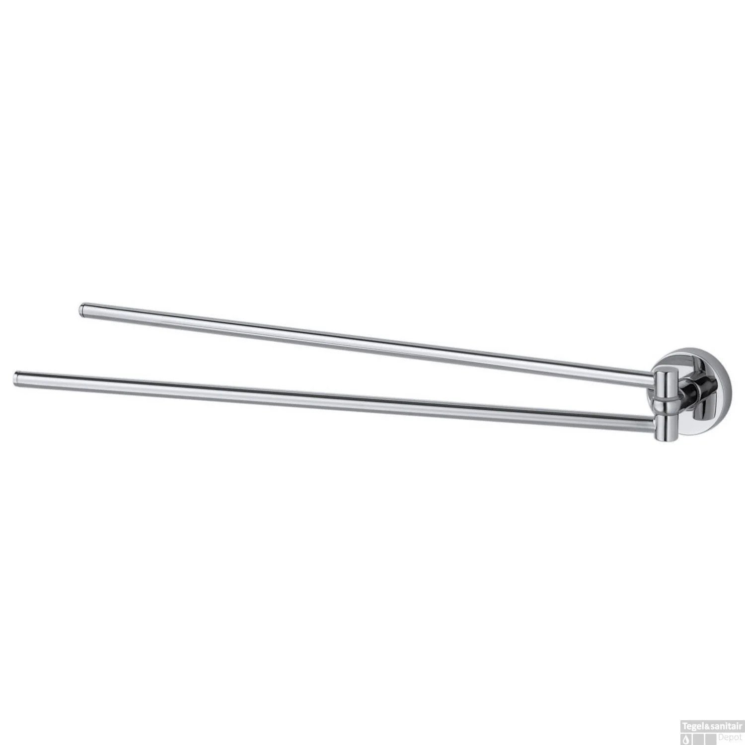 Handdoekhouder - Kosmos dubbele handdoekhouder zwenkbaar 42 cm - Chroom