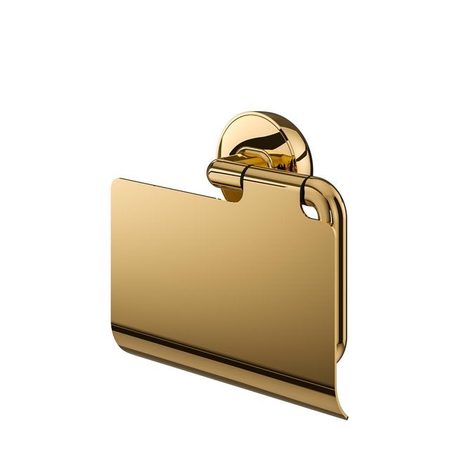 Toiletrolhouder met klep - Cooper - Goud gepolijst 