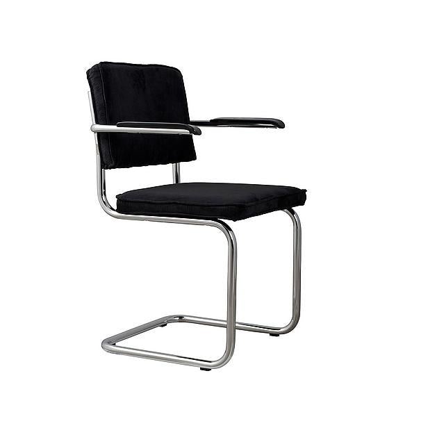 Stoel met armleuning - Ridge Rib set van 2 - Zwart