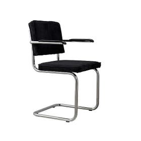 Stoel met armleuning - Ridge Rib set van 2 - Zwart