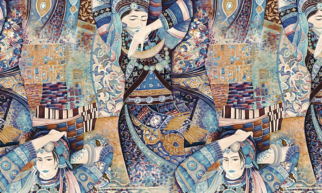 Vliesbehang - Decors & Panoramique Indigo Myth - 130cm breed - Prijs per m1