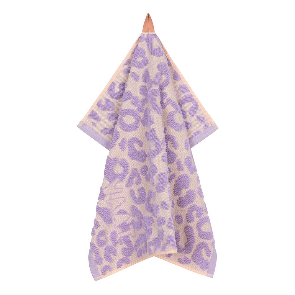 Keukenhanddoek - I love leopard 50x60cm - Lila/Pink