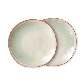 Dessertbord - 70s ceramics set van 2 - Mist