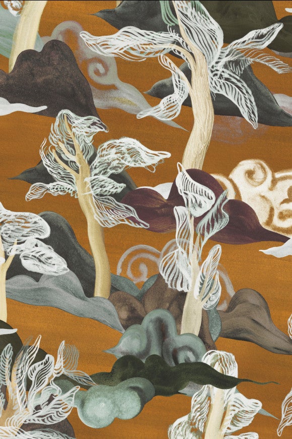 Textielbehang op Vlies -Saranda Amber Woods 11541 Multicolor - 120 cm Breed leverbaar per afsnijding