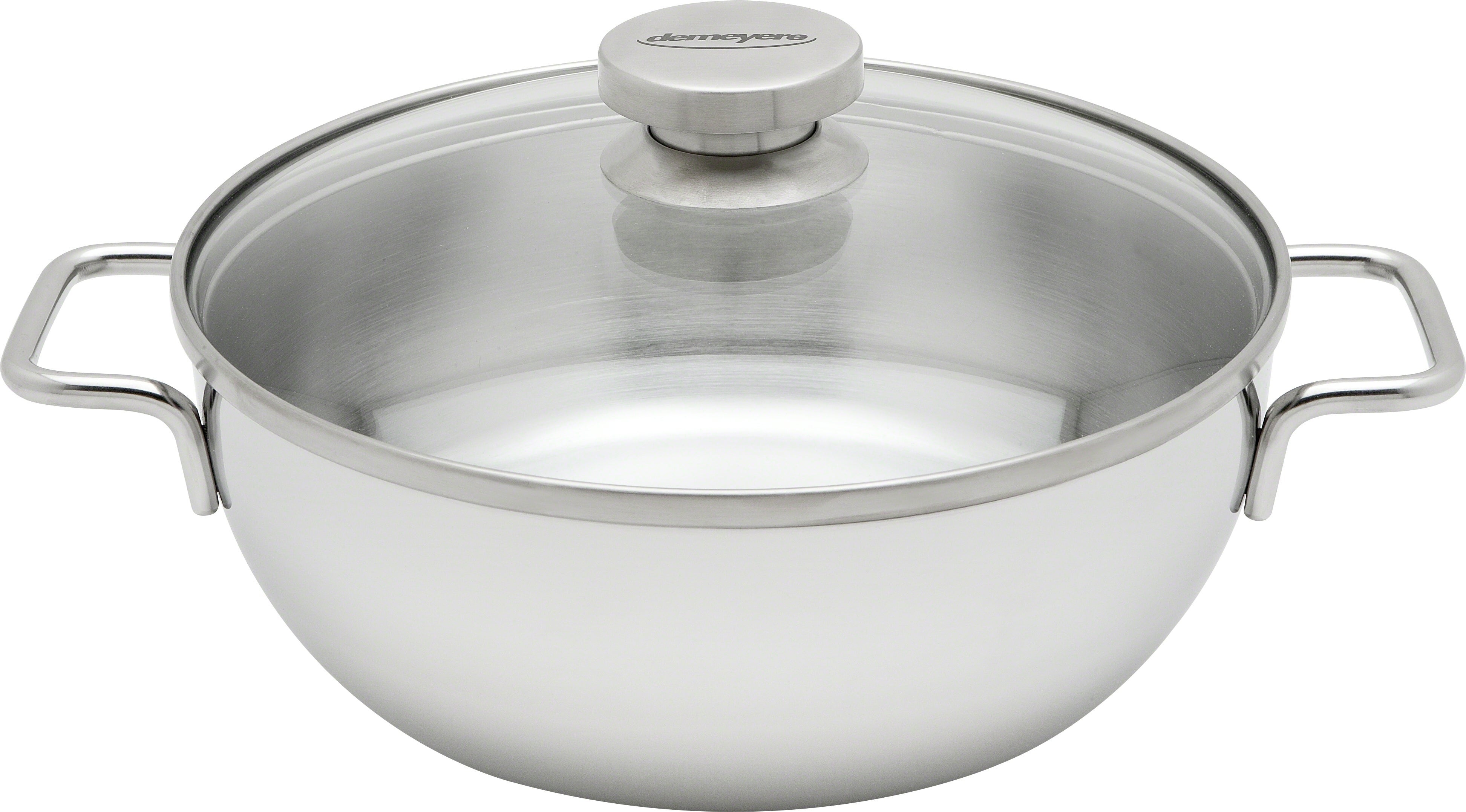 Braadpan - Conische sudderpan  met glasdeksel 24 cm - RVS
