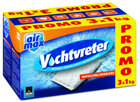 Vochtvreter zak - navulling neutraal - 1kg 3 stuks