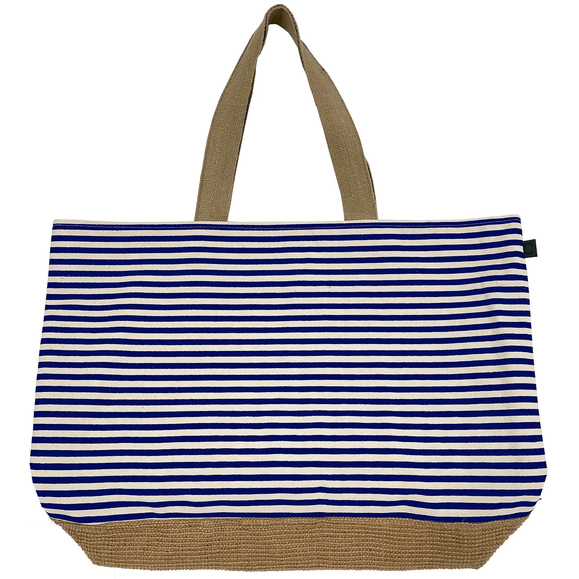 Strandtas - Canvas met strepen 40x55cm - Marineblauw