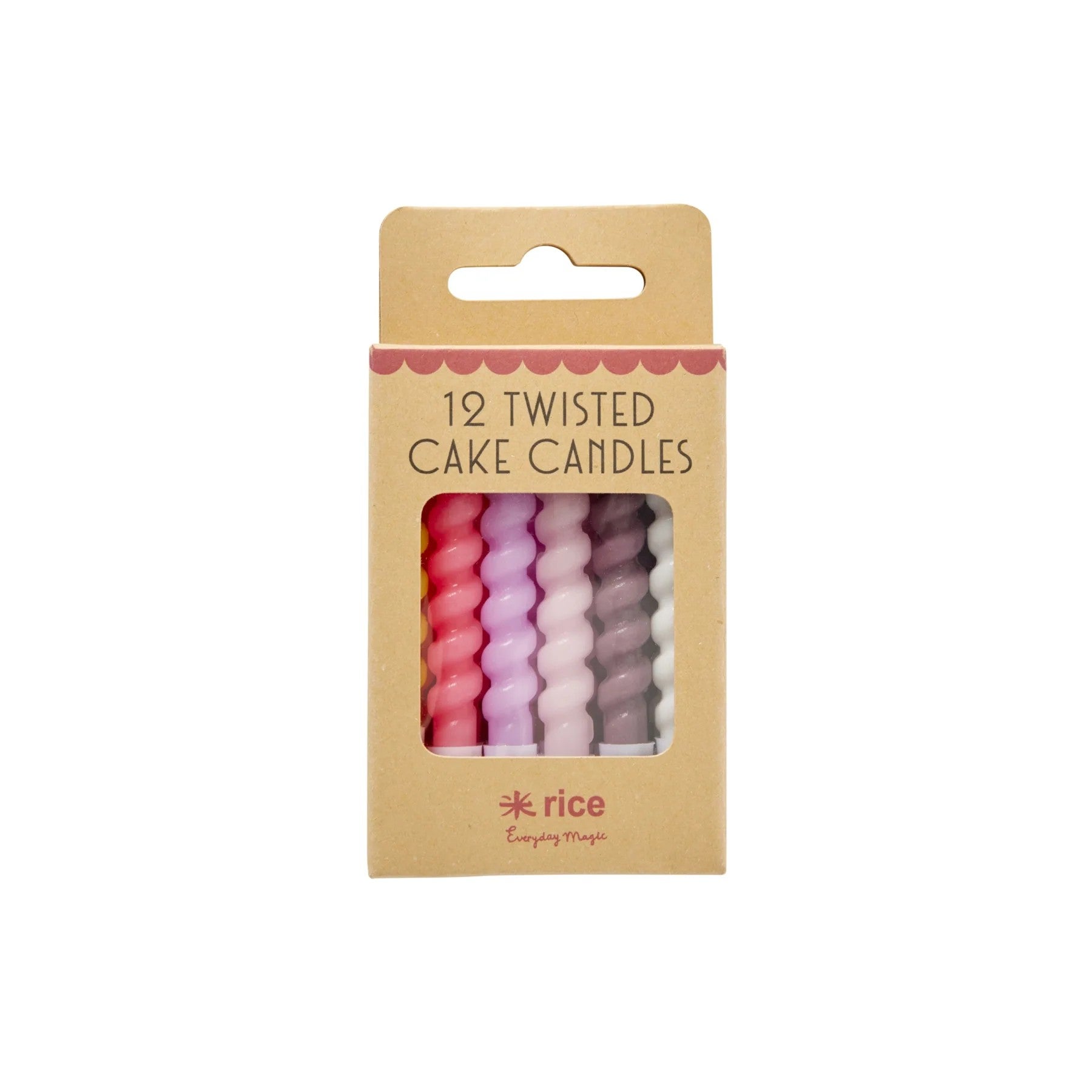 Kaars - Verjaardagtaart 12 stuks twisted - Roze