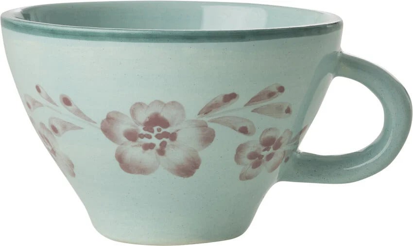 Keramiek theekopje - handgeschilderde bloemetjes - Mint