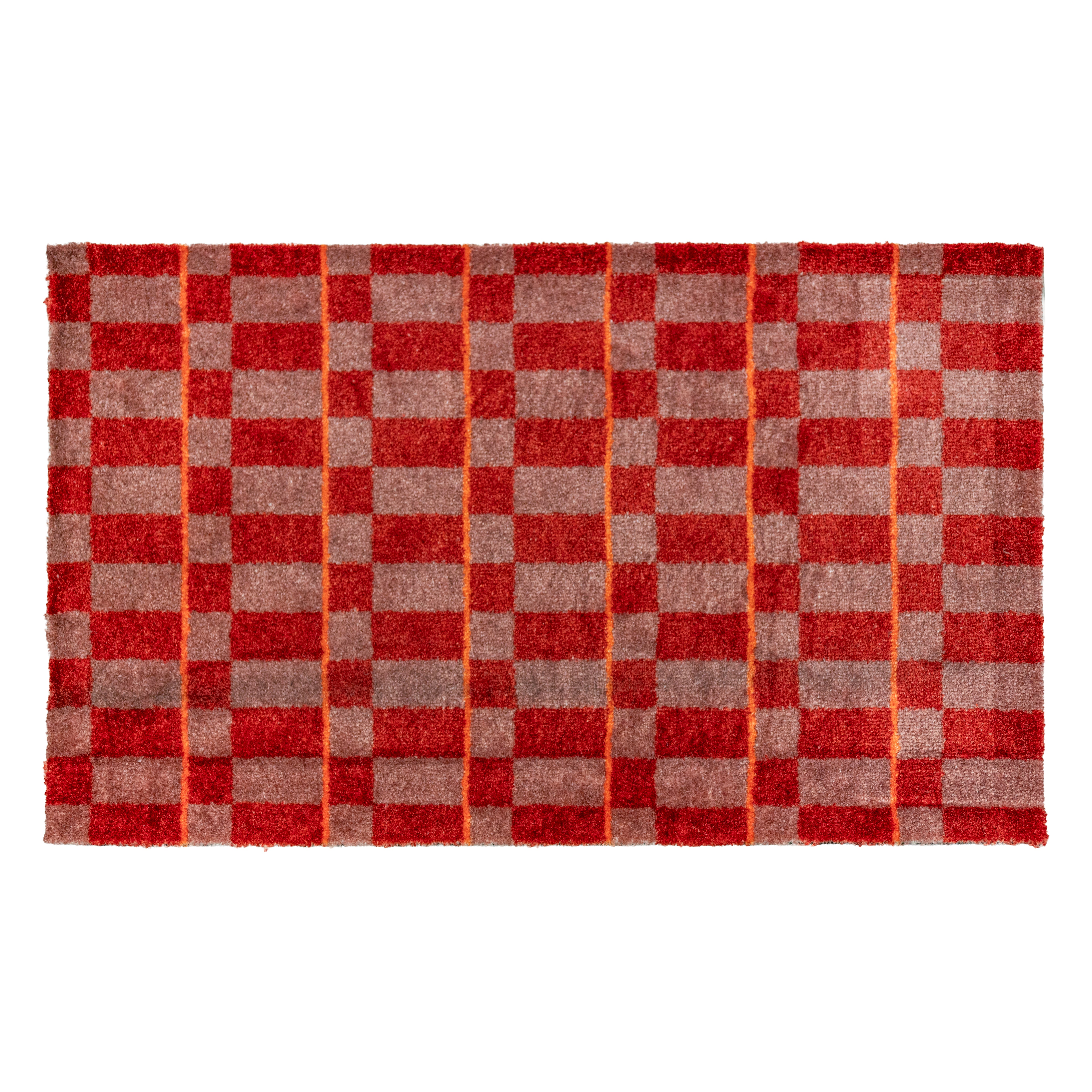 Deurmat - Glam Red Blocks - 50x80 cm