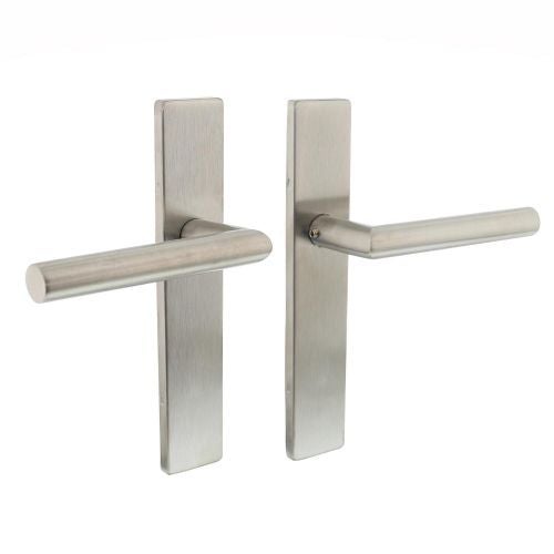 Deurkruk - Hoek 90° geveerd op rechthoekig schild - grijs