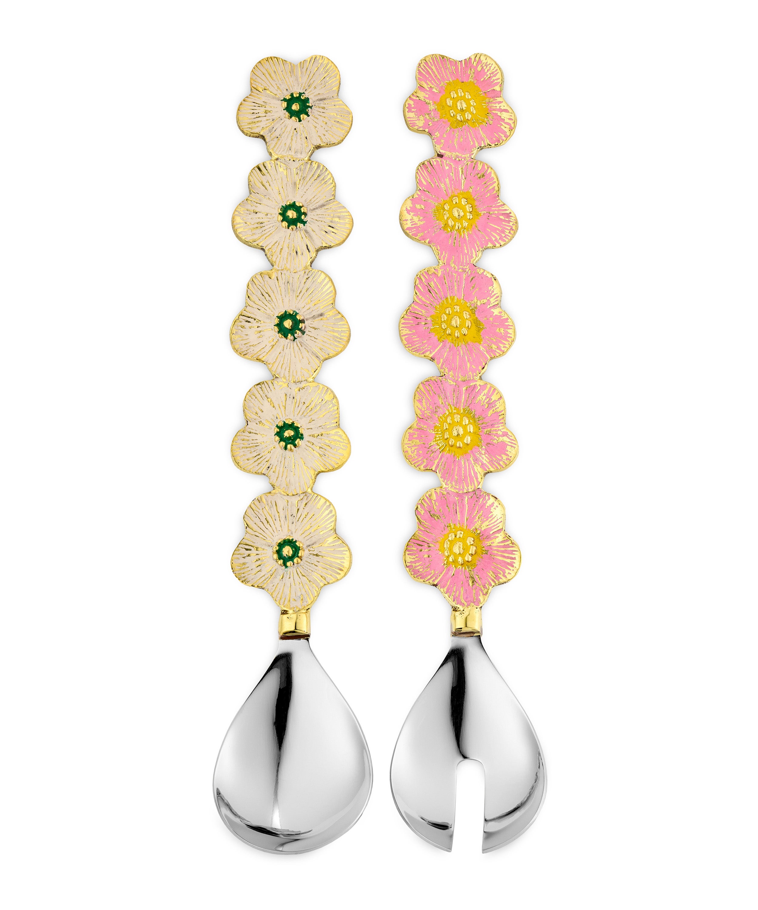 Bloemen Saladebestek - Faye - Roze & Wit