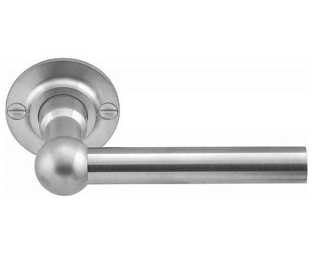 Deurkruk massief roestvast staal ongeveerd op 48mm rozet - grijs