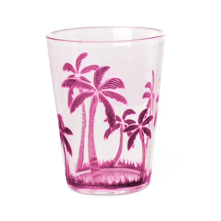 Kunstof glas - Palm Tree Design - Roze