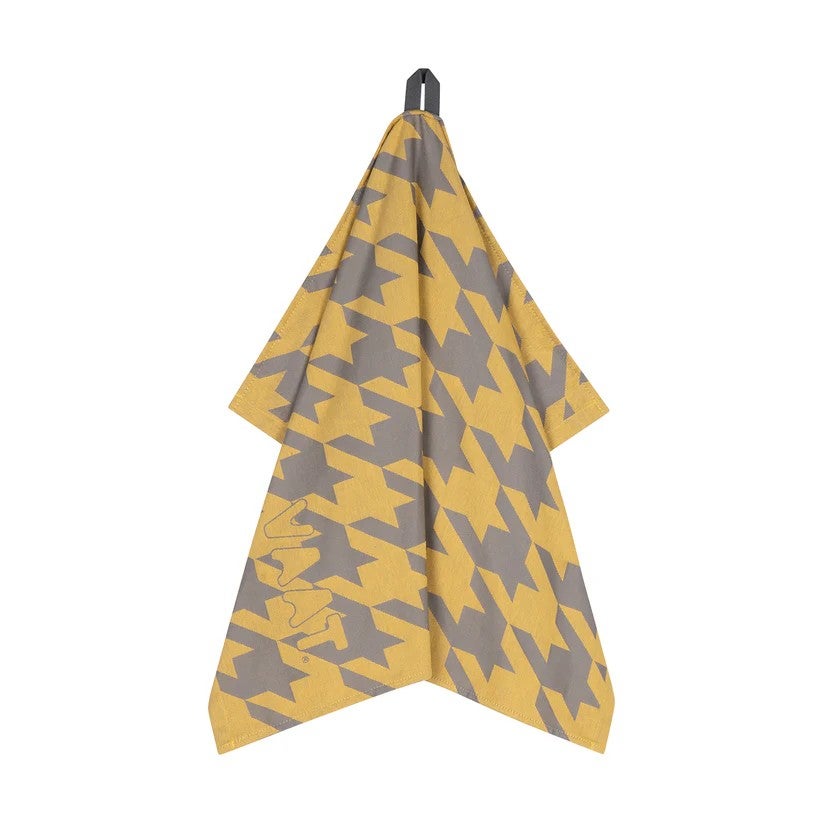 Theedoek en keukenhanddoek - Gift set I love pied de poule - Yellow/Light Grey