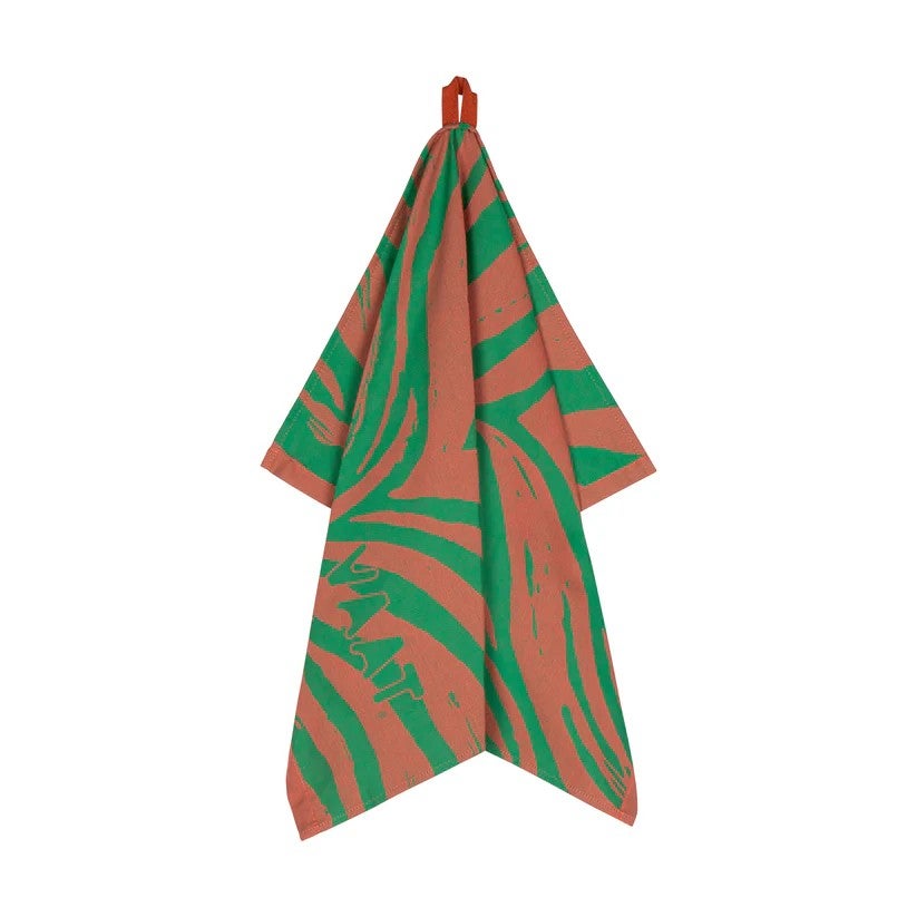 Theedoek en keukenhanddoek - Gift set I love zebra - Coral/Green