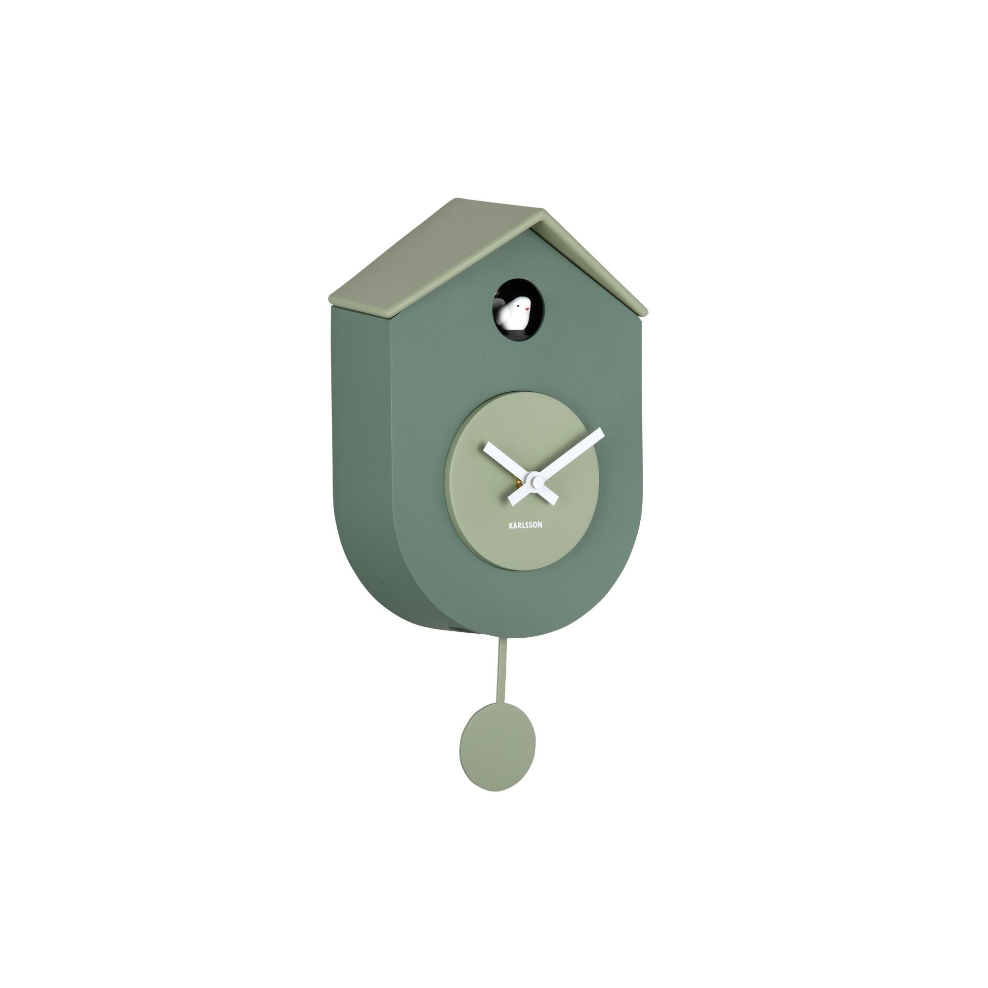 Wandklok - Grato Cuckoo - Jungle groen en vergrijsde Jade