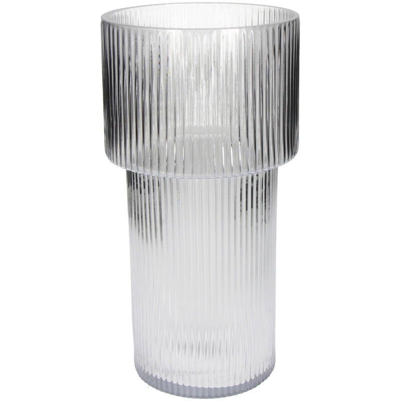 Vaas - Streep glas 14,5x14,5x29cm - Transparant