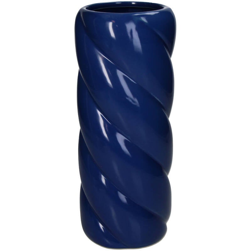 Vaas - Twisted fijn aardewerk 12,5x12,5x30,5cm - Blauw