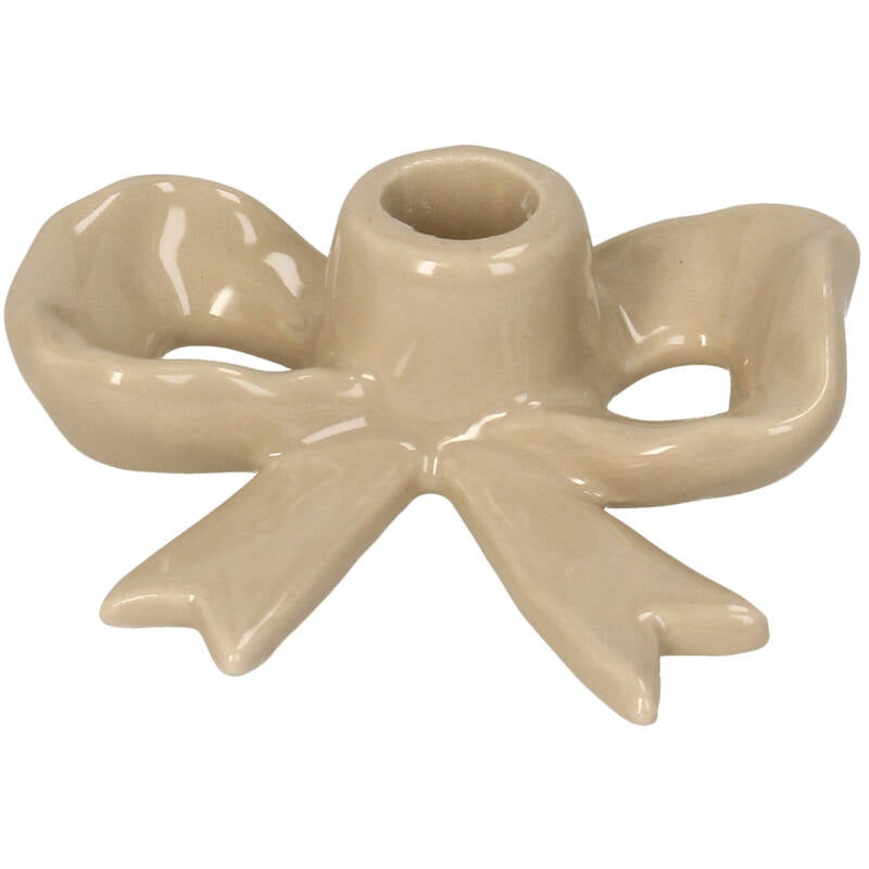 Kandelaar - Strik 12x10,1x3,7cm - Beige