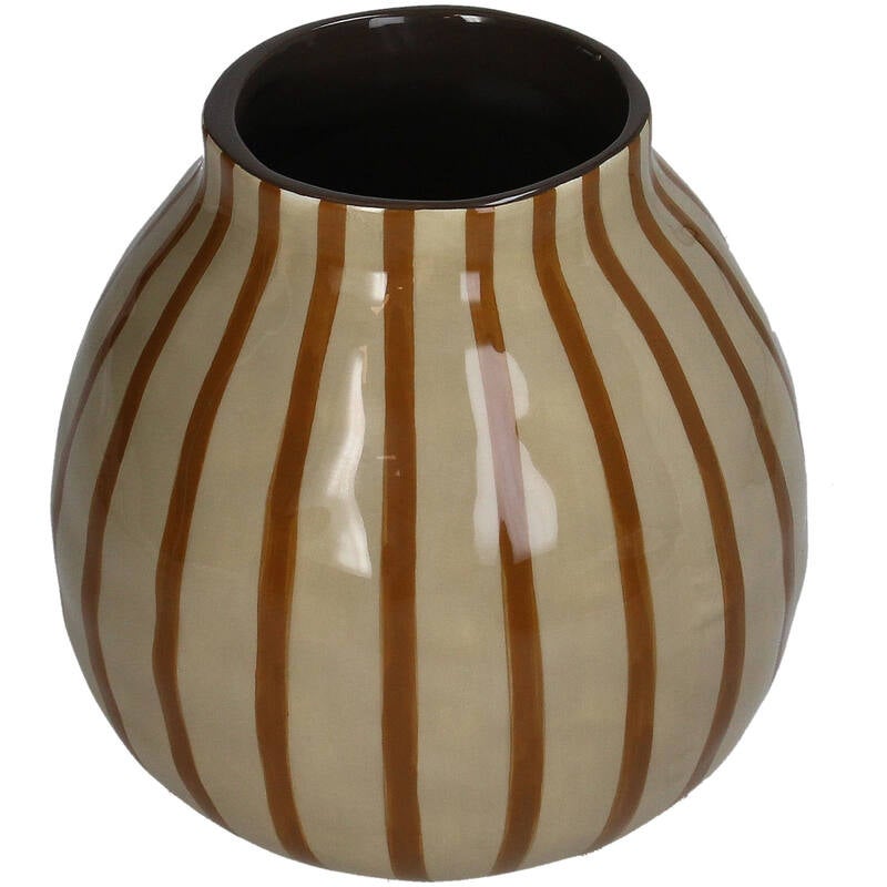 Vaas - Strepen 13,6x13,6x13,7cm - Bruin