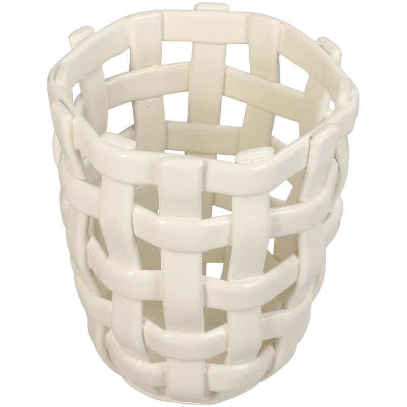 Mandje - Jar Dolomite 12,5x12,5x14cm - Wit