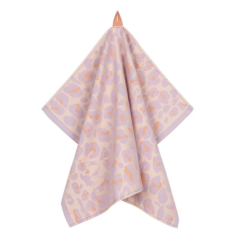 Keukenhanddoek - Gift set I love leopard - Lila/Peach