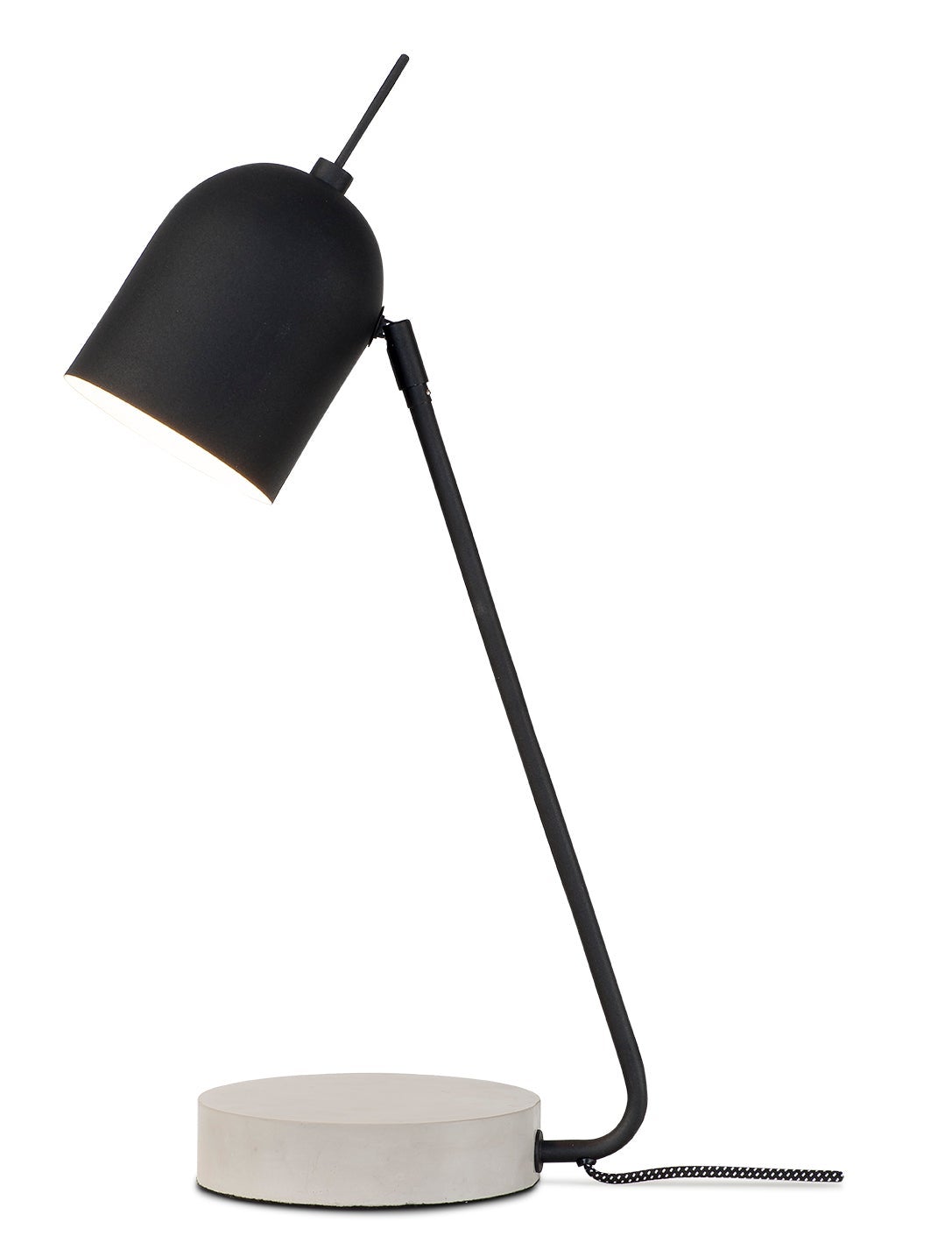 Tafellamp ijzer/cement voet Madrid b.22xh.57cm/kap dia.12xh.15cm. zwart 