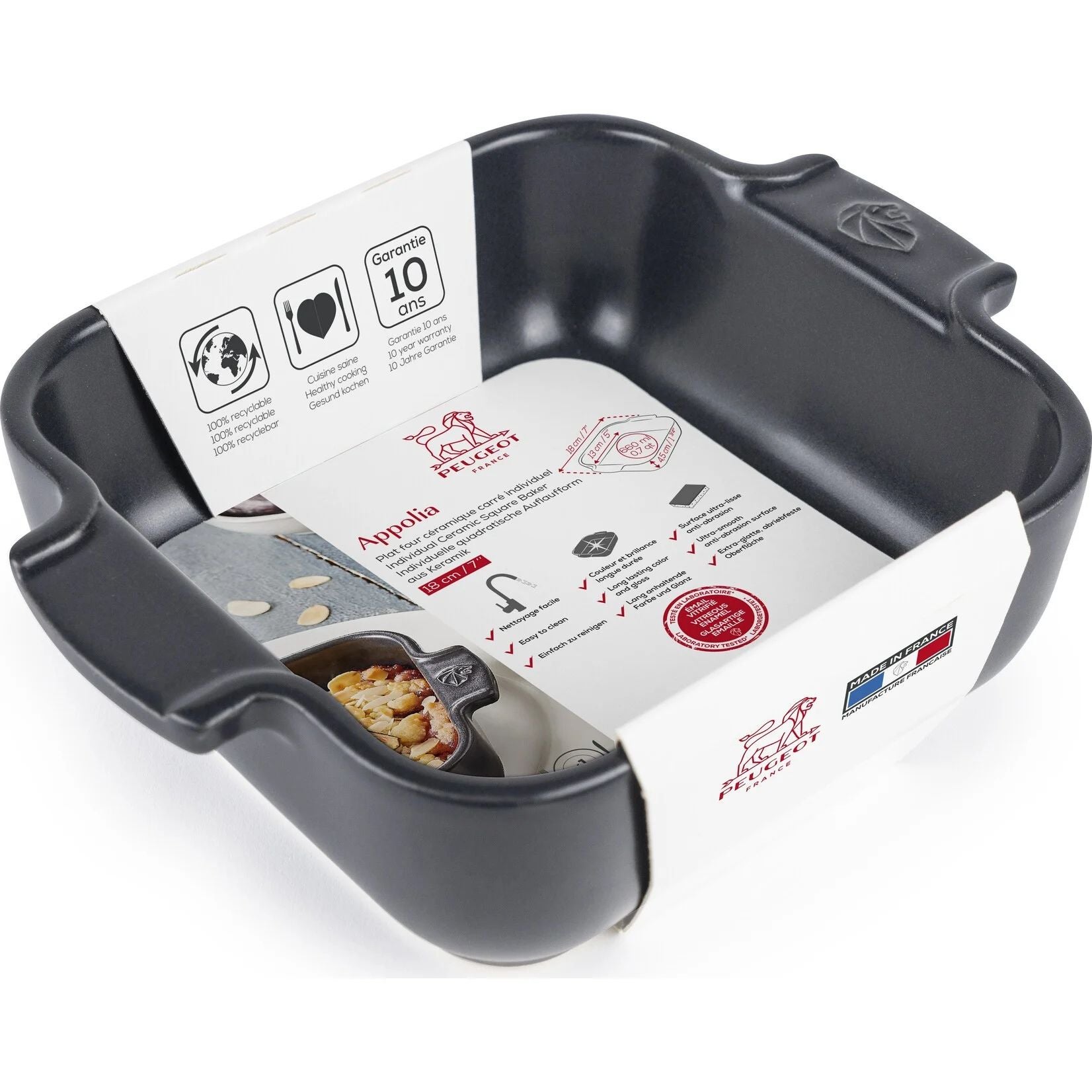 Ovenschaal - Vierkant - 22cm - Grijs