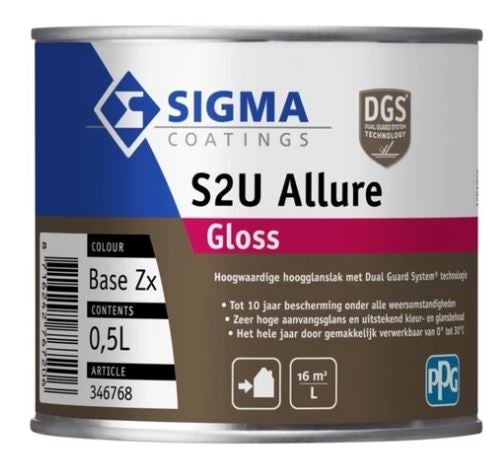 Houtlak -  S2U allure gloss 500 ml - basis ZX