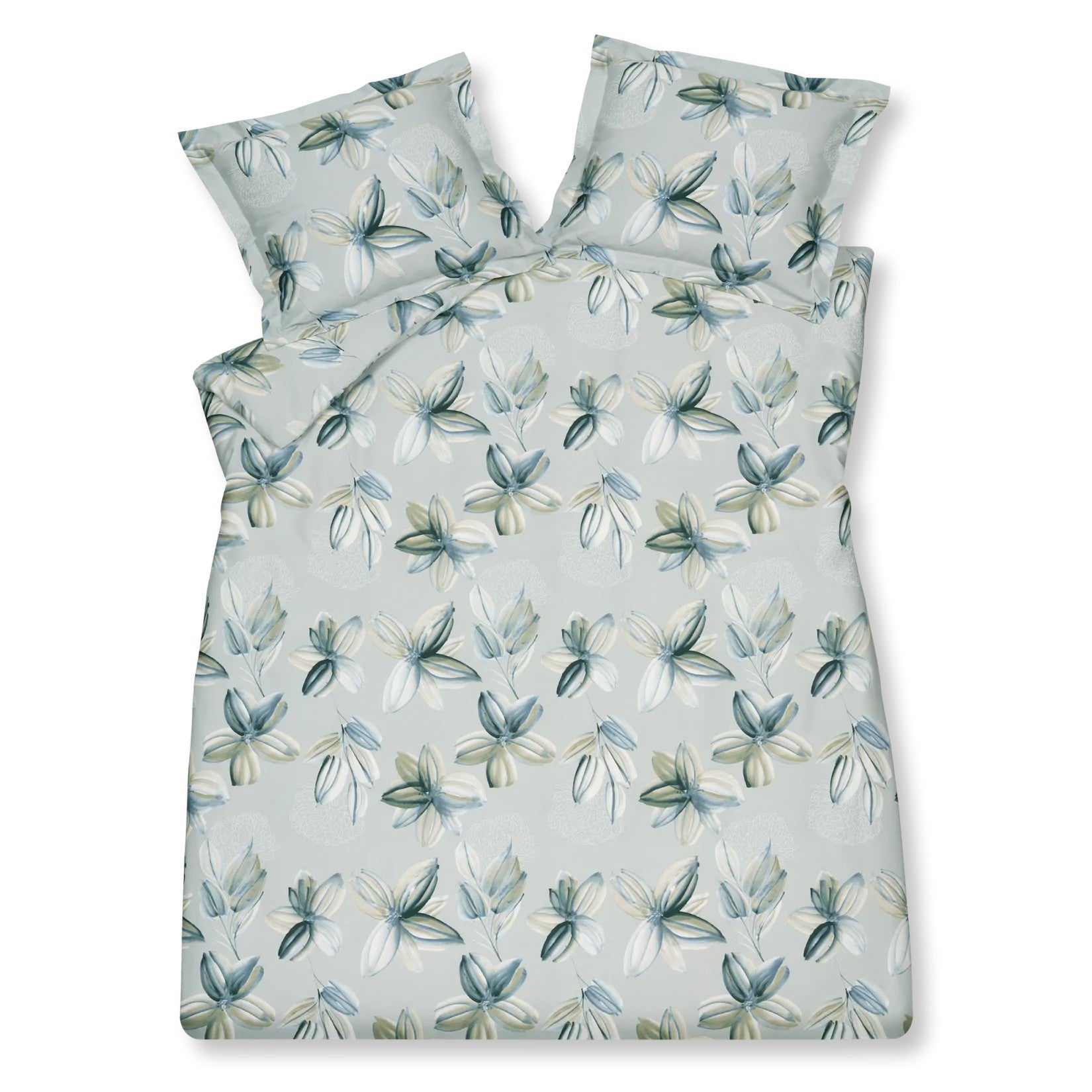 Dekbedovertrek - FLOWER PARTY 1-persoons 140x200/220 cm - Pearl blue