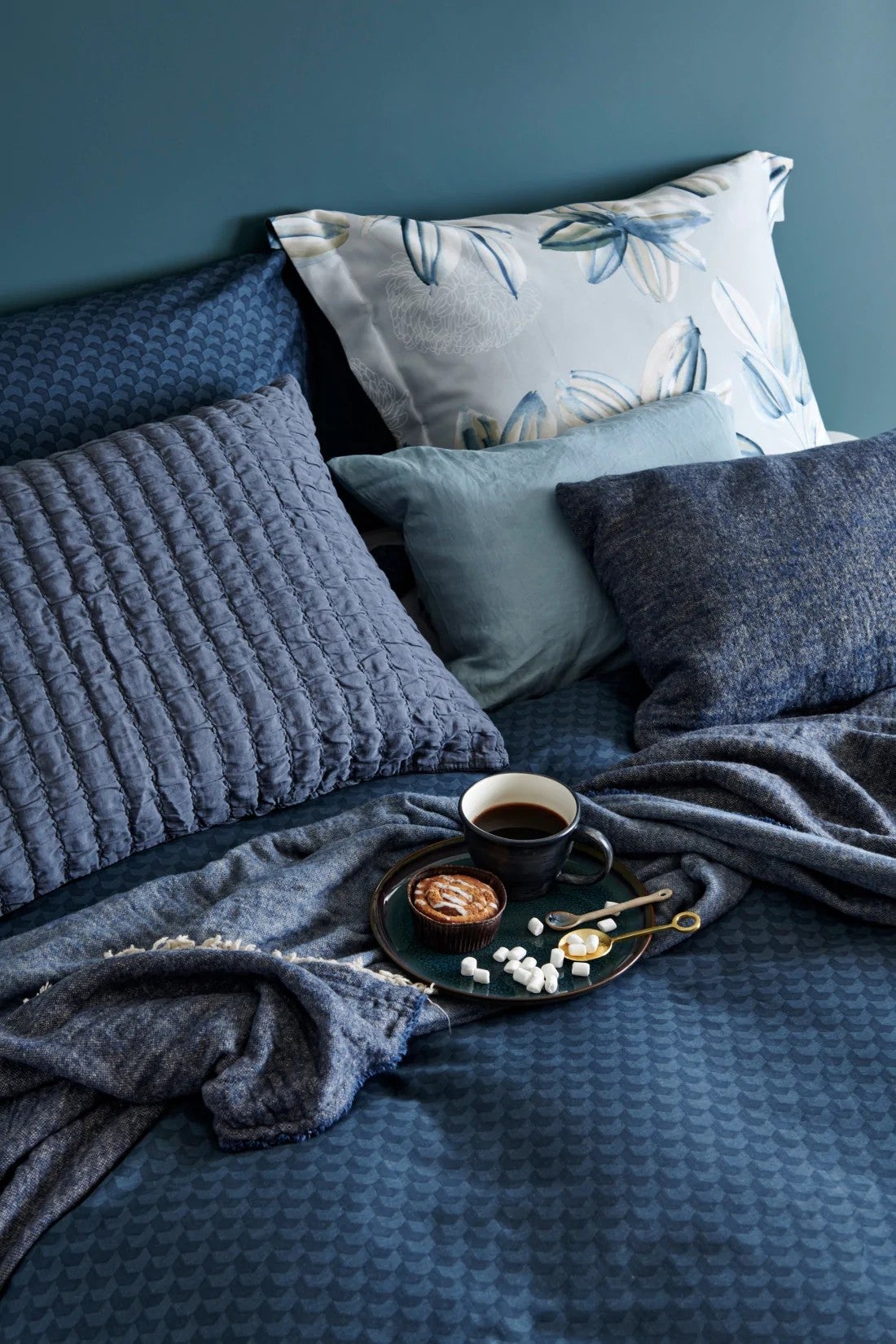 Kussensloop - FLOWER PARTY 60x70 cm - Pearl blue