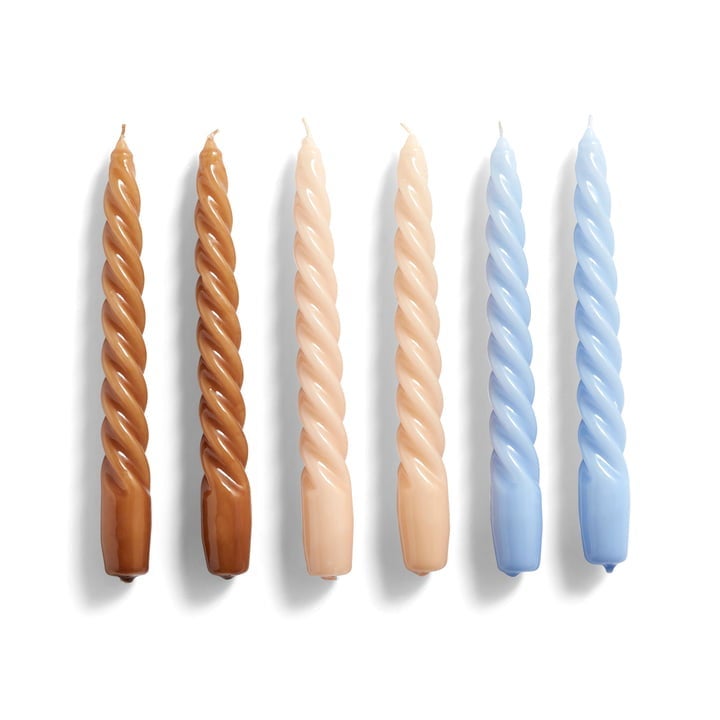 Kaarsen Spiral - 6 stuks - karamel/perzik/lavendel