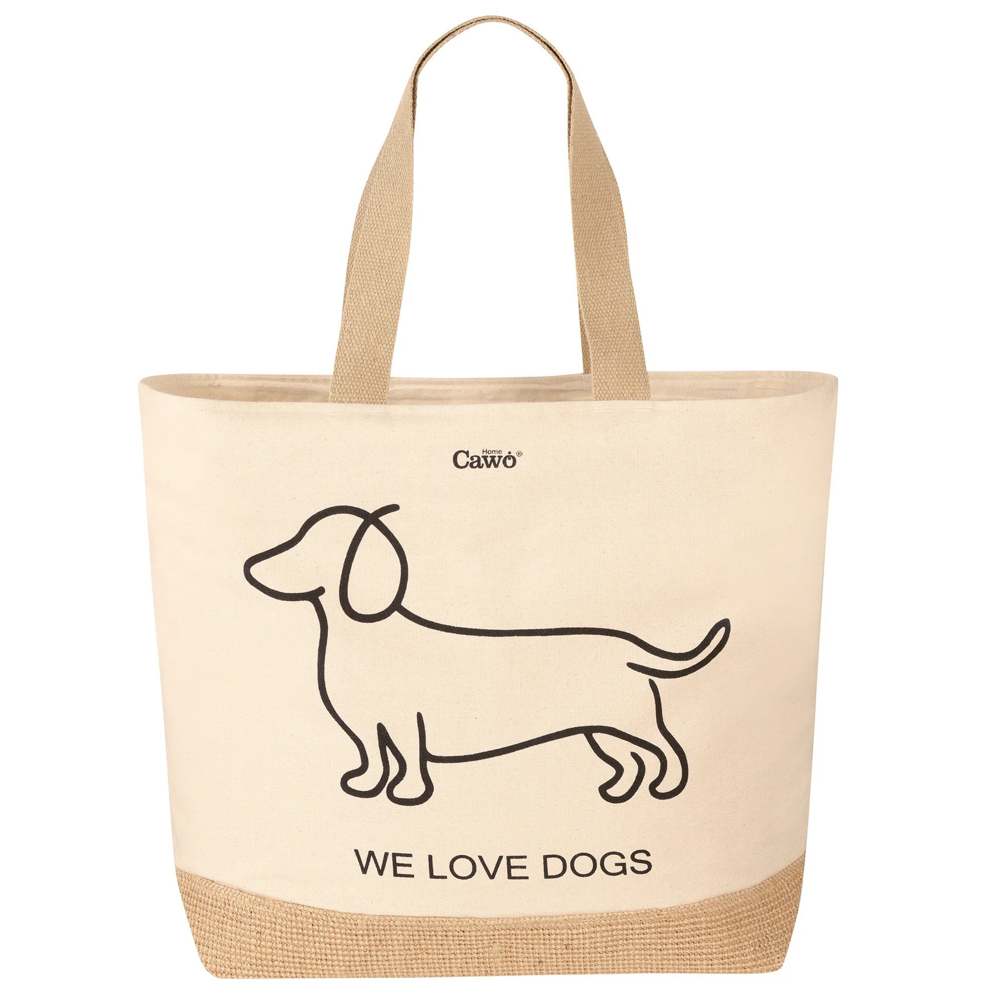 Strandtas - We Love Dogs Companion 40x55cm - Naturel/zwart