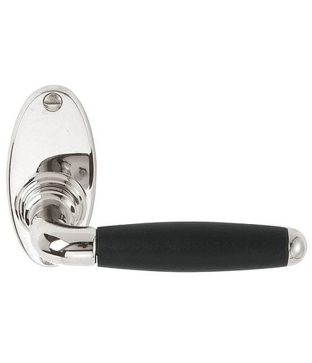 Deurkruk - tijdloos 1932 geveerd op rozet glans nikkel/ebbenhout - zwart