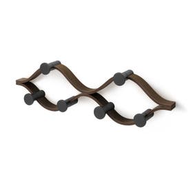 Wandkapstok - Montage 6 - Zwart / Walnoot