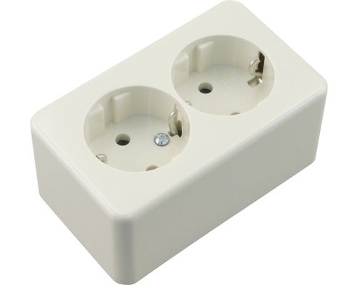 Contactdoos - Wandcontactdoos opbouw 2-voudig randaarde - Wit