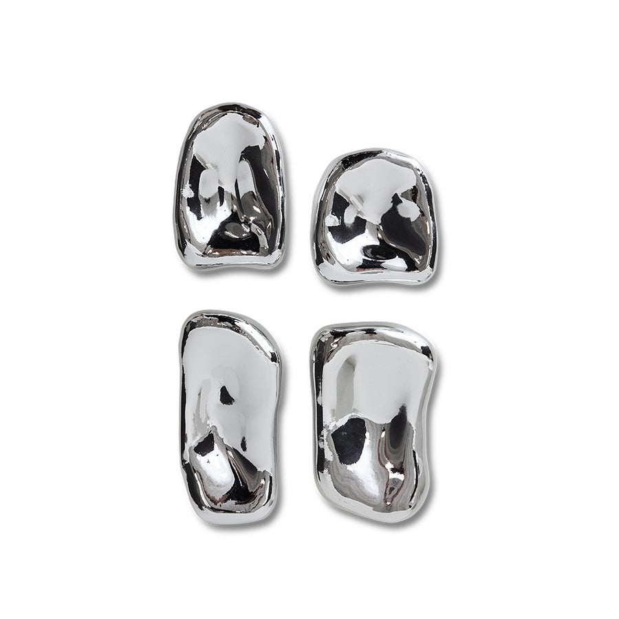 Glass - Sculpture chrome - Set of 4