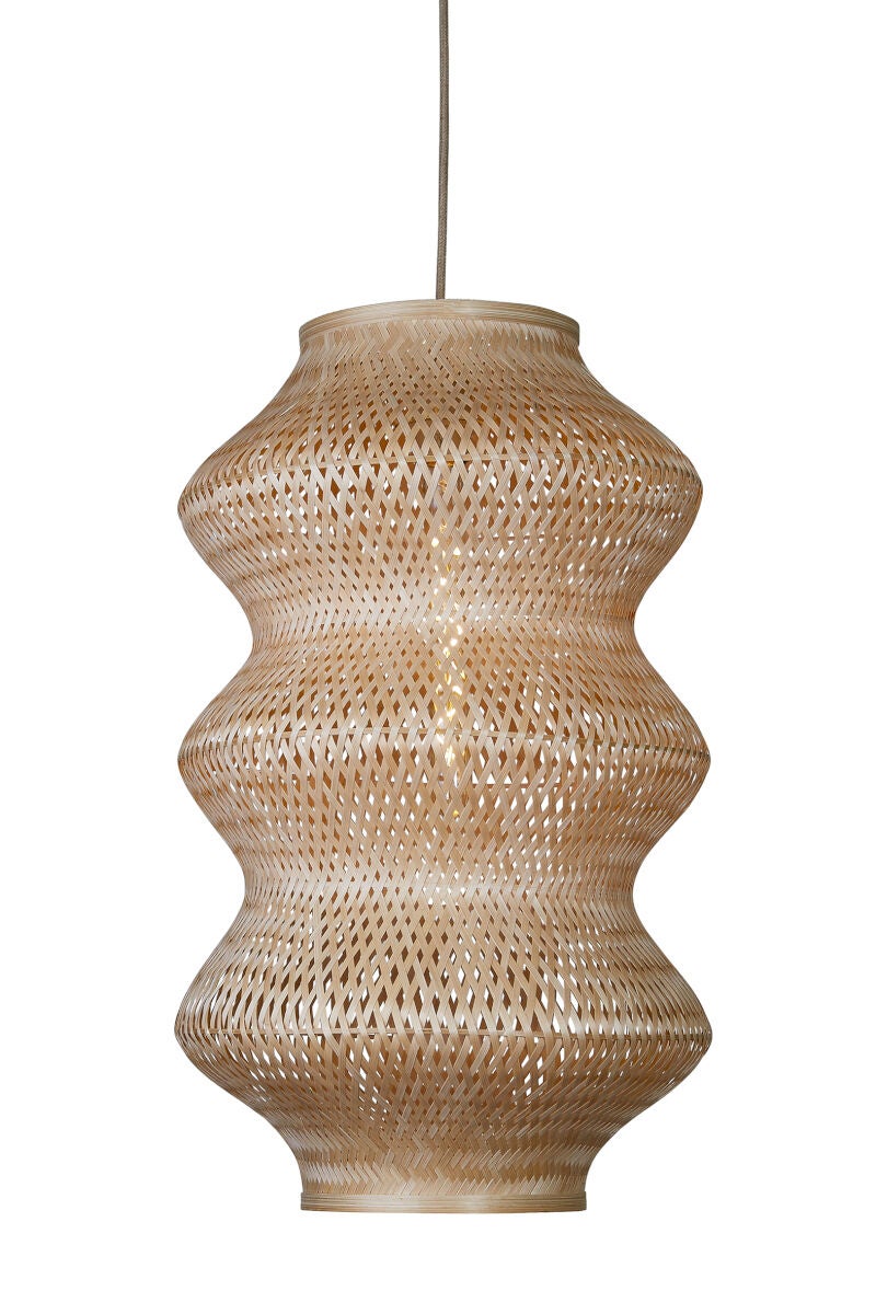 Hanglamp Barbados bamboe/3-bol ø40xh.67cm naturel, XL