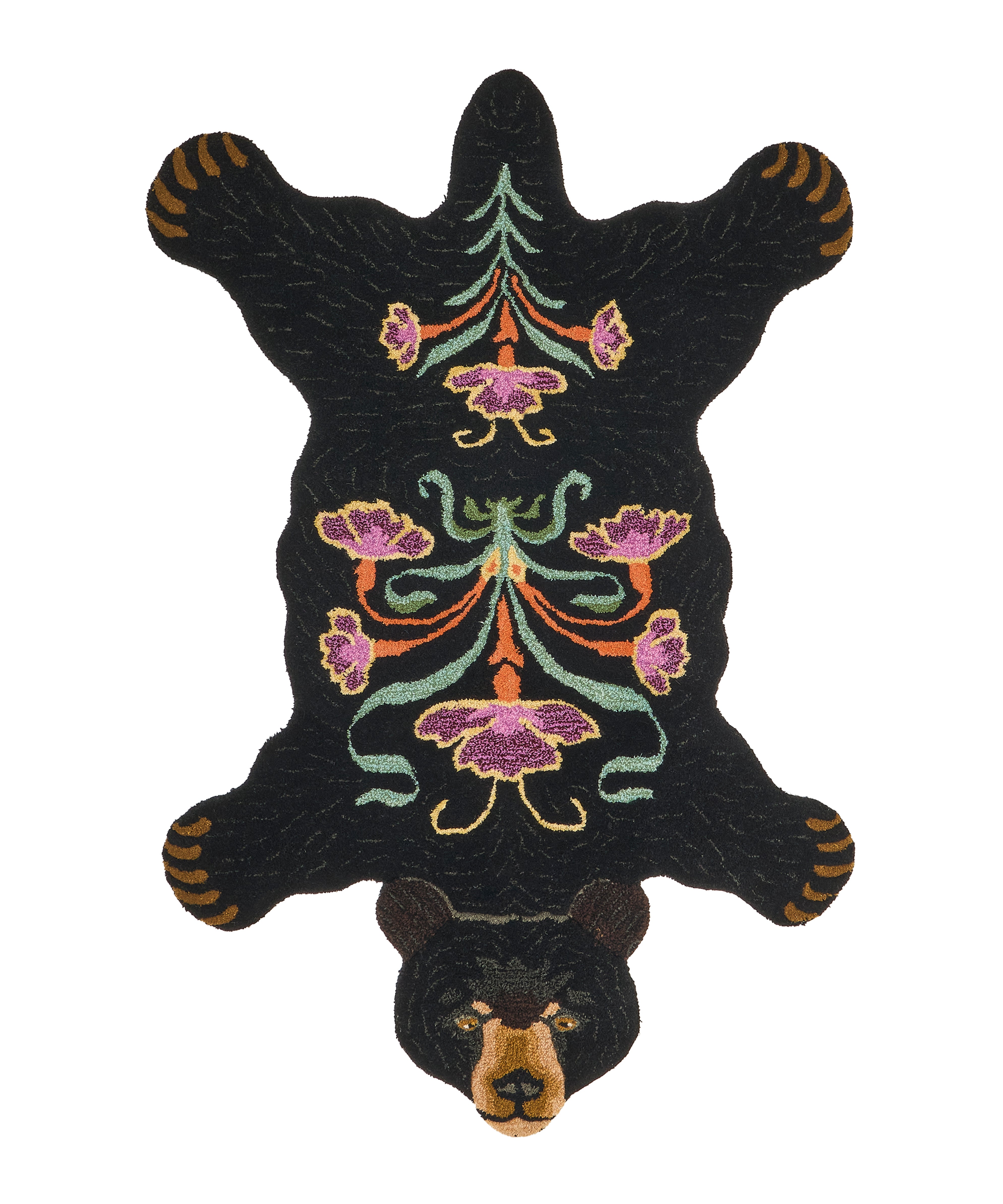 Zwarte Beer Vloerkleed - Blooming - 97 x 143 cm
