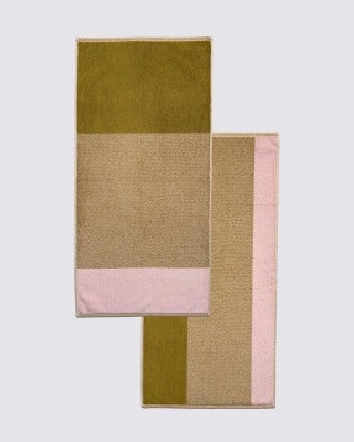 Badhanddoek set (2st) - Blush/Olive - 70x140 cm 