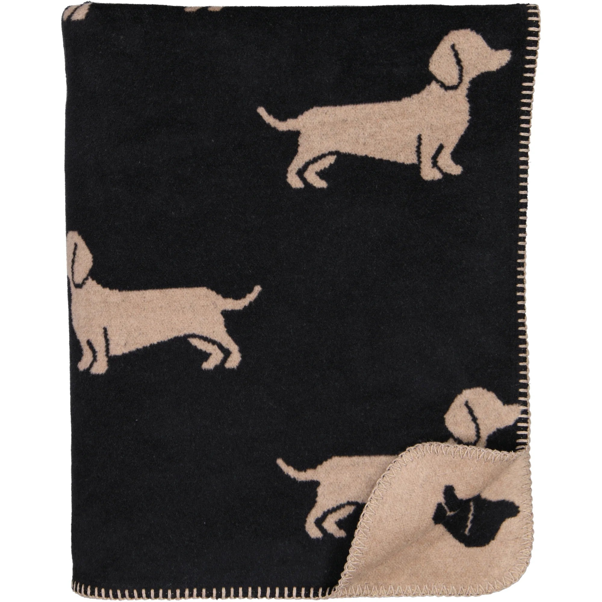 Deken - We Love Dogs 150x200cm - Zwart/beige